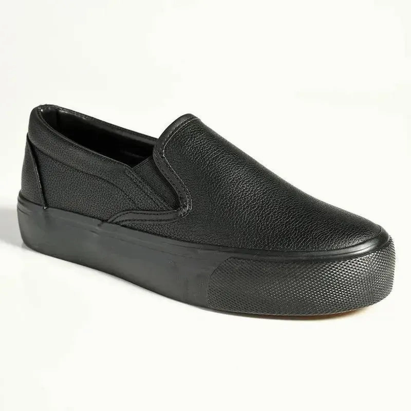 Madison Ladies Platform Slip On Sneaker - Black Mono