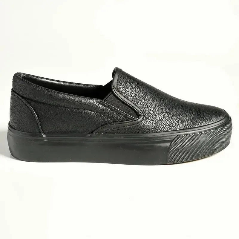 Madison Ladies Platform Slip On Sneaker - Black Mono
