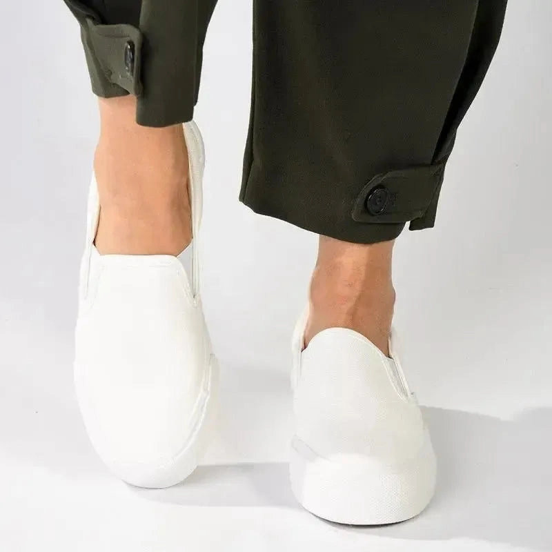 Madison Ladies Platform Slip On Sneaker - White Mono Slip Shoes