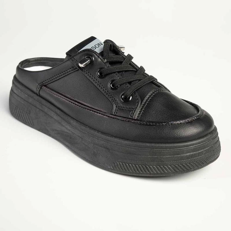 Madison Theodora Ladies Slip on Platform Sneaker - Black Slip On Gym Shoes