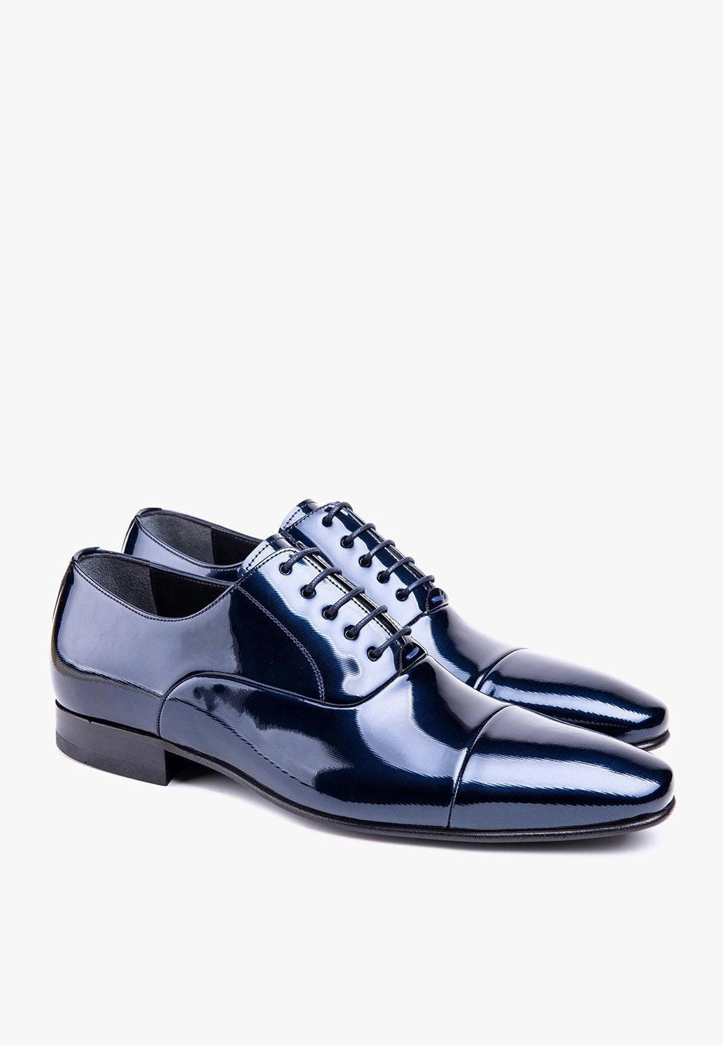 Matrimonial Patent Leather Navy Oxford Lace Up Shoes Cap Toe Oxford Crockett And Jones