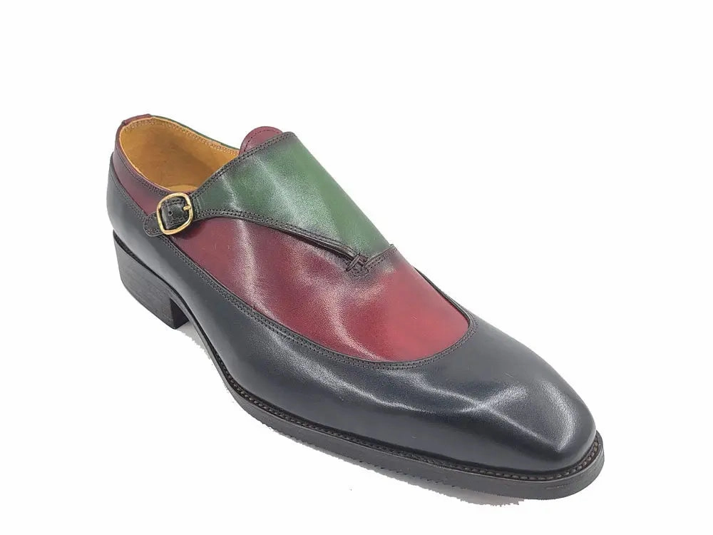 Tri-Tone Single Monk Strap Slip-on Brogue Loafers
