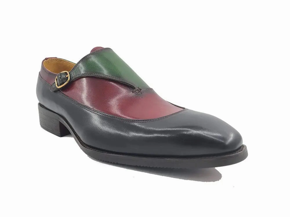 Heeled Brogues Outfit Tri-Tone Single Monk Strap Slip-on