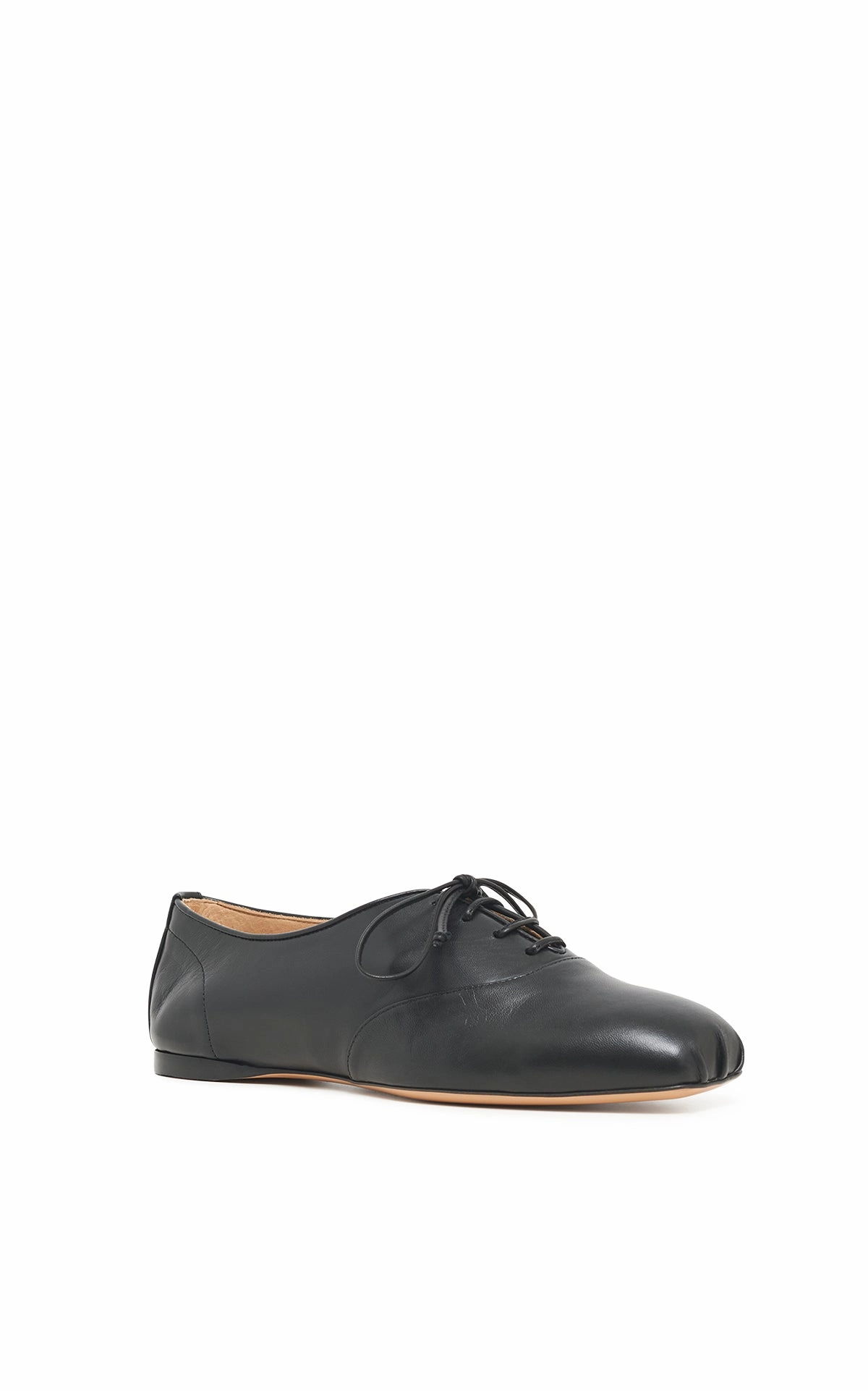 Maya Oxford Flat Shoe in Black Nappa Leather Black Wingtip Oxfords
