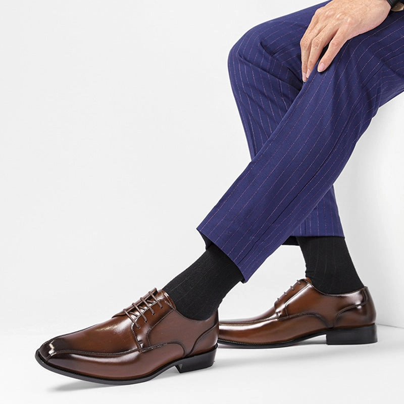 High Gloss Oxfords Men CLassic Pointed Toe Cowhide Oxford Shoes