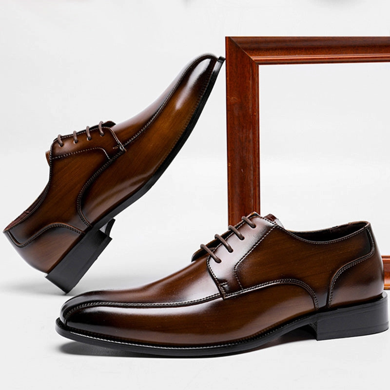 Men CLassic Pointed Toe Cowhide Oxford Shoes Wholecut Oxfords