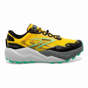 Trail Shoes Vs Boots Men's Brooks Caldera 7, Lemon Chrome/Black/Springbud, 14 D Medium
