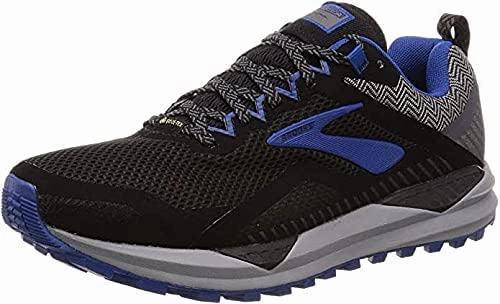 Trail And Shoes Men's Brooks Cascadia 14 GTX, Black/Grey/Blue, 15 D Medium
