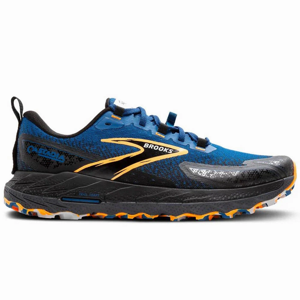 Best Stability Trail Shoes Men's Brooks Cascadia 18, Blue Sapphire/Black/Orange, 8.5 D Medium