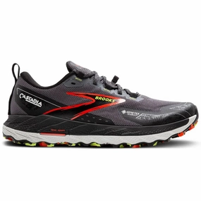 Men's Brooks Cascadia 18 GTX, Blackened Pearl/Black/Tomato, 14 D Medium Trailer