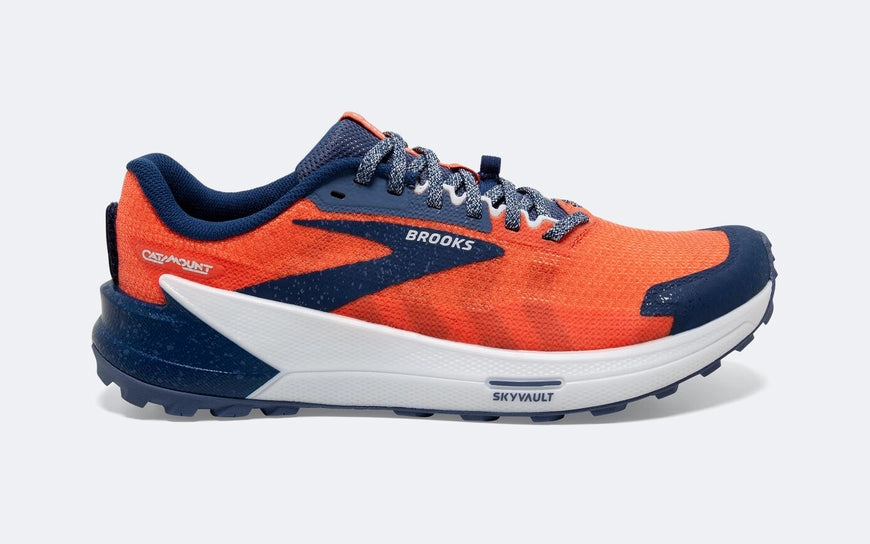 Men's Brooks Catamount 2, Firecracker/Navy/Blue, 8 D Medium Off Road Trail Running Shoes