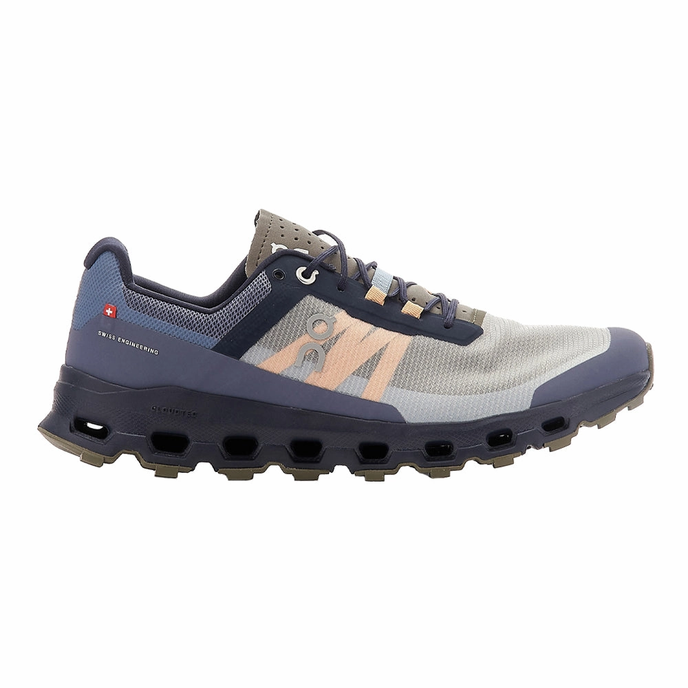 Extra Wide Trail Shoes Men's On Cloudvista, Midnight/Olive, 7.5 D Medium