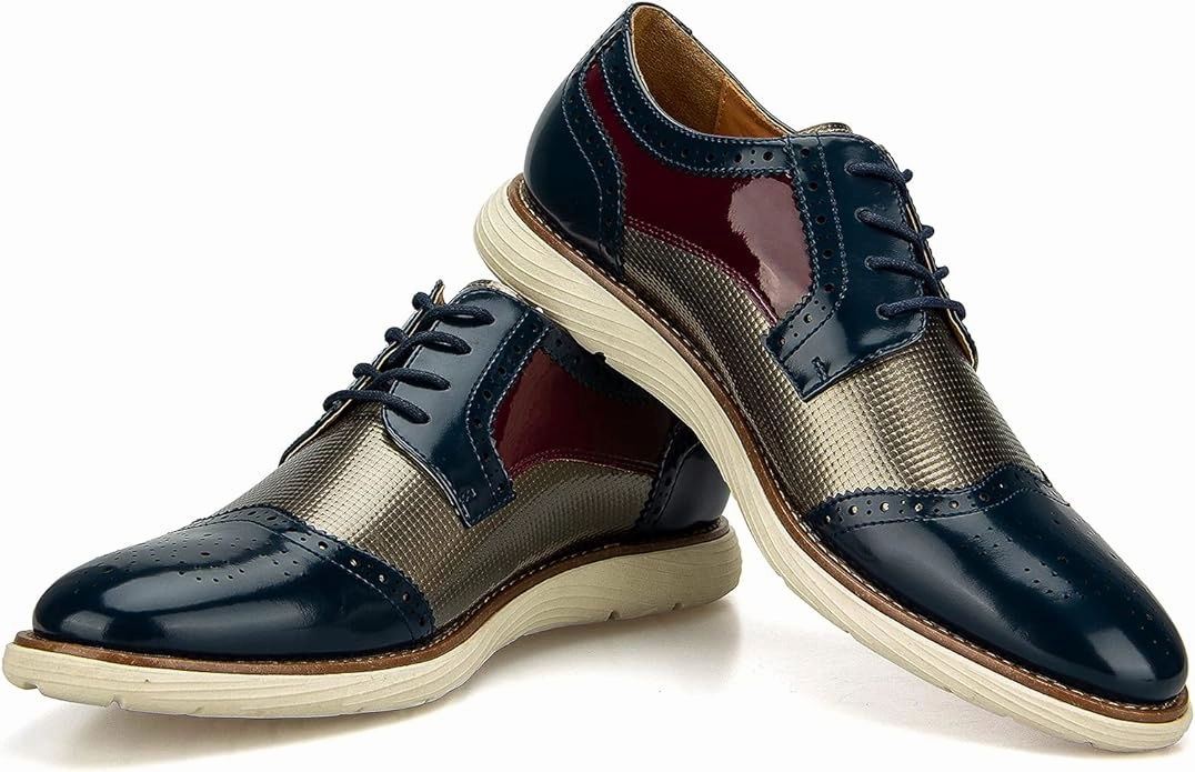 Moretti Ashland Ii Knit Wingtip Oxfords Men's Oxford Shoes,Dress Shoes Lace-up Wingtip Brogue Shoe Mens Lightweight Fashion Shoes.