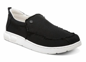 Men's Seaview Canvas Slip-On Shoes In Black Casual Flat Slip On Shoes