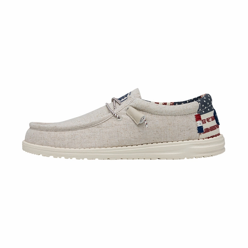 8053 Leather Platform Casual Shoes Men's Wally Off White Patriotic