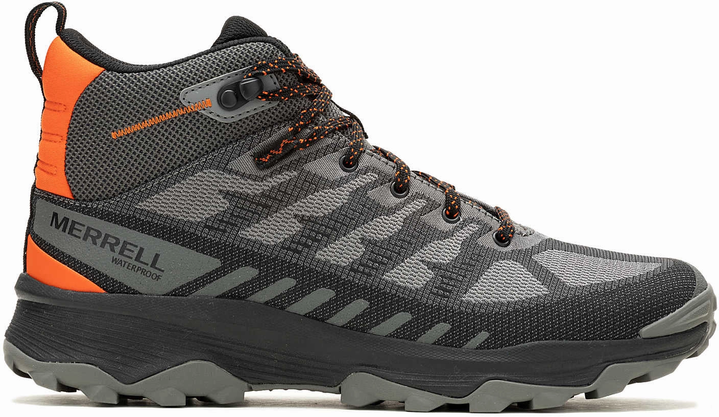 Merrell Speed Eco Mid Waterproof Mens Walking Boots - Grey Hiking Shoes Wide Widths