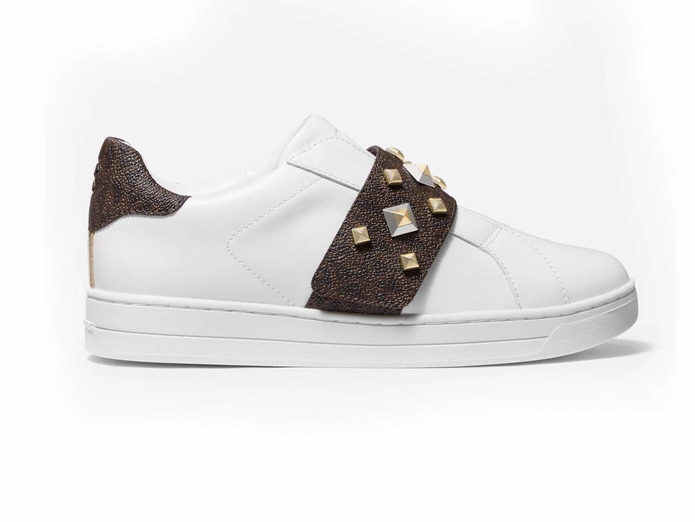 MICHAEL KORS Kenna Leather Studded Logo Sneaker Leather Slip-on