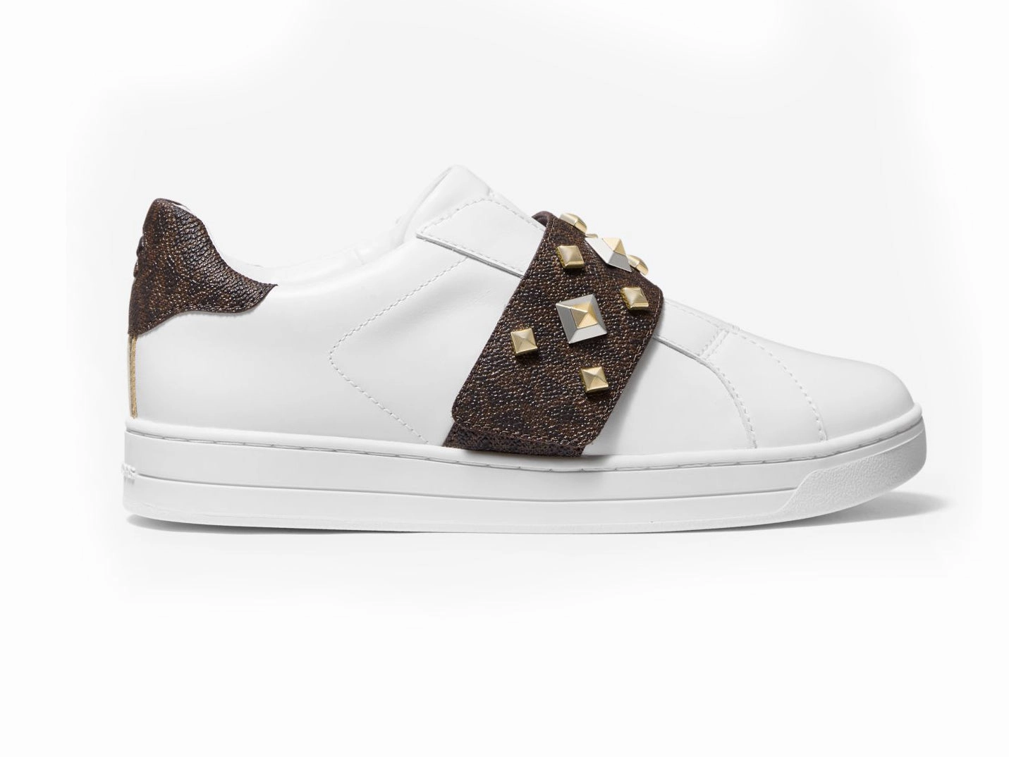 Slip On Soft Shoes MICHAEL KORS Kenna Leather Studded Logo Sneaker