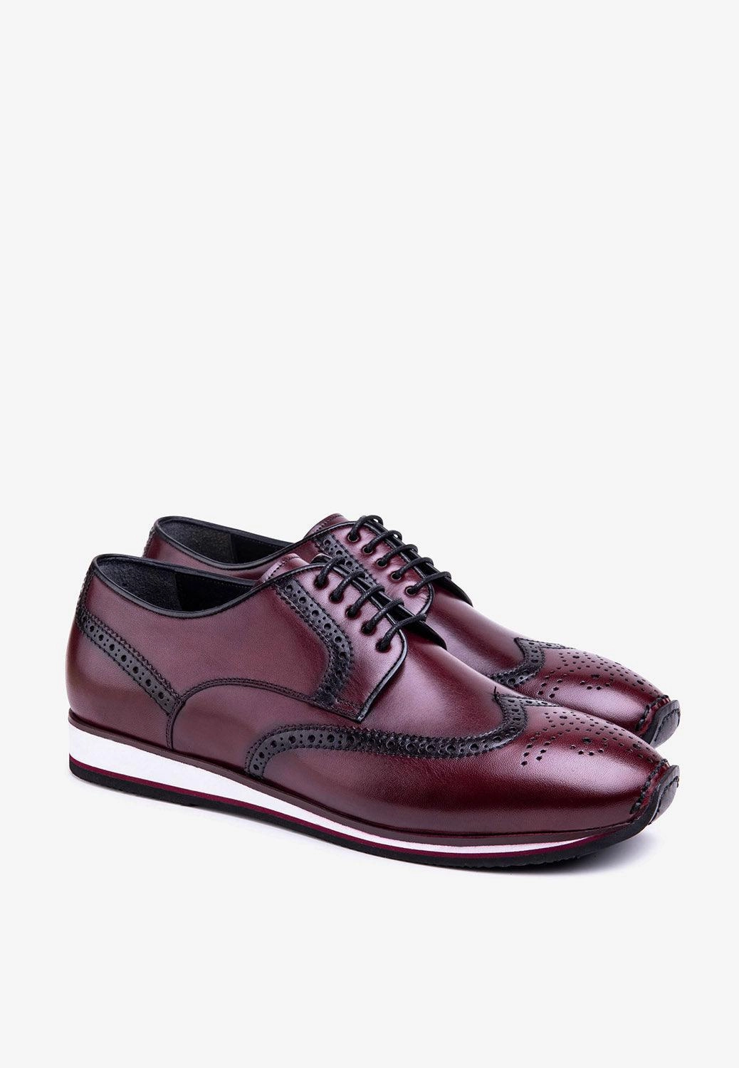 Milan Derby Sneaker Burgundy Leather Brogue Detailing Ella Lace Up Shoes
