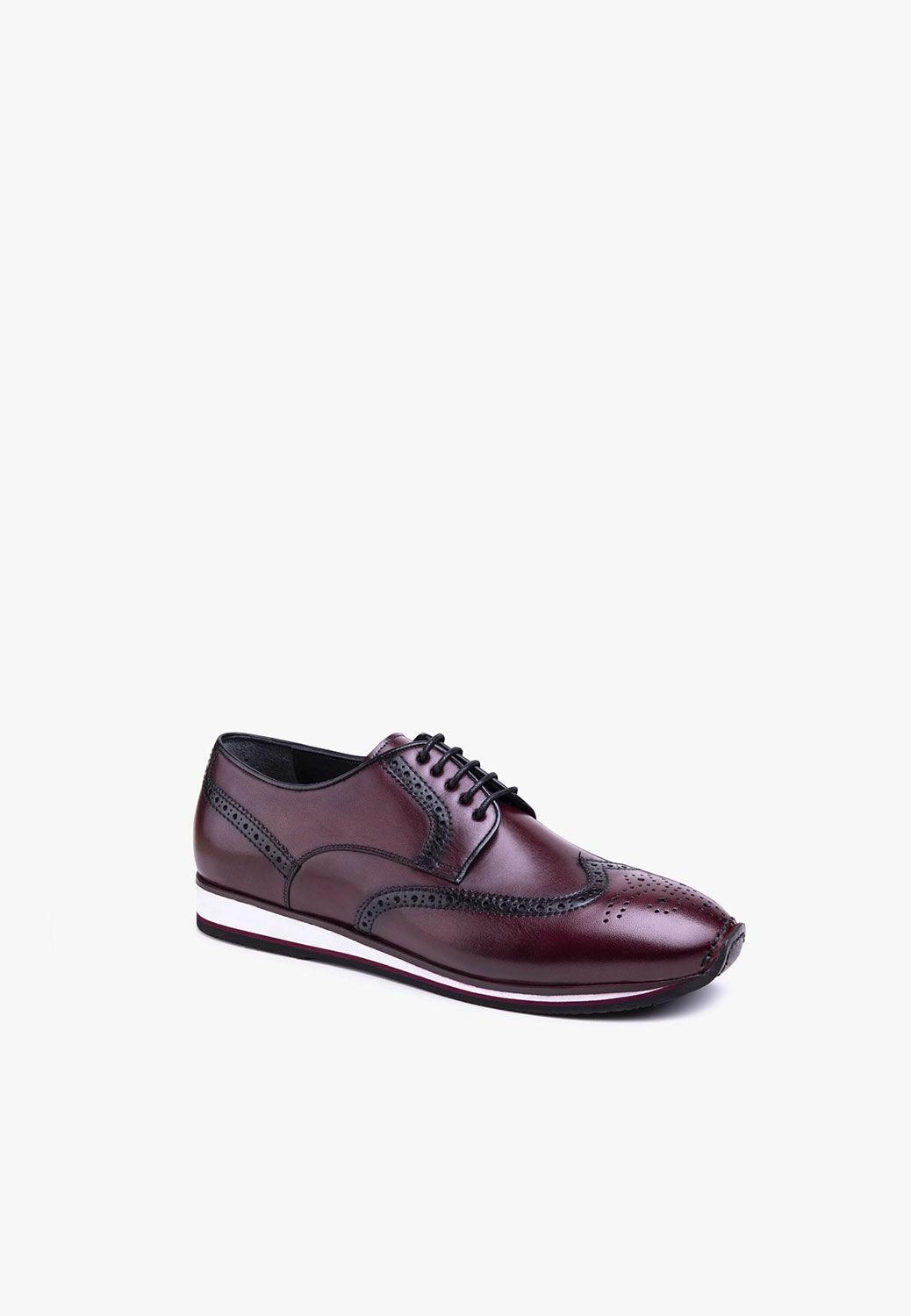 Boc Derby Casual Shoes Milan Derby Sneaker Burgundy Leather Brogue Detailing