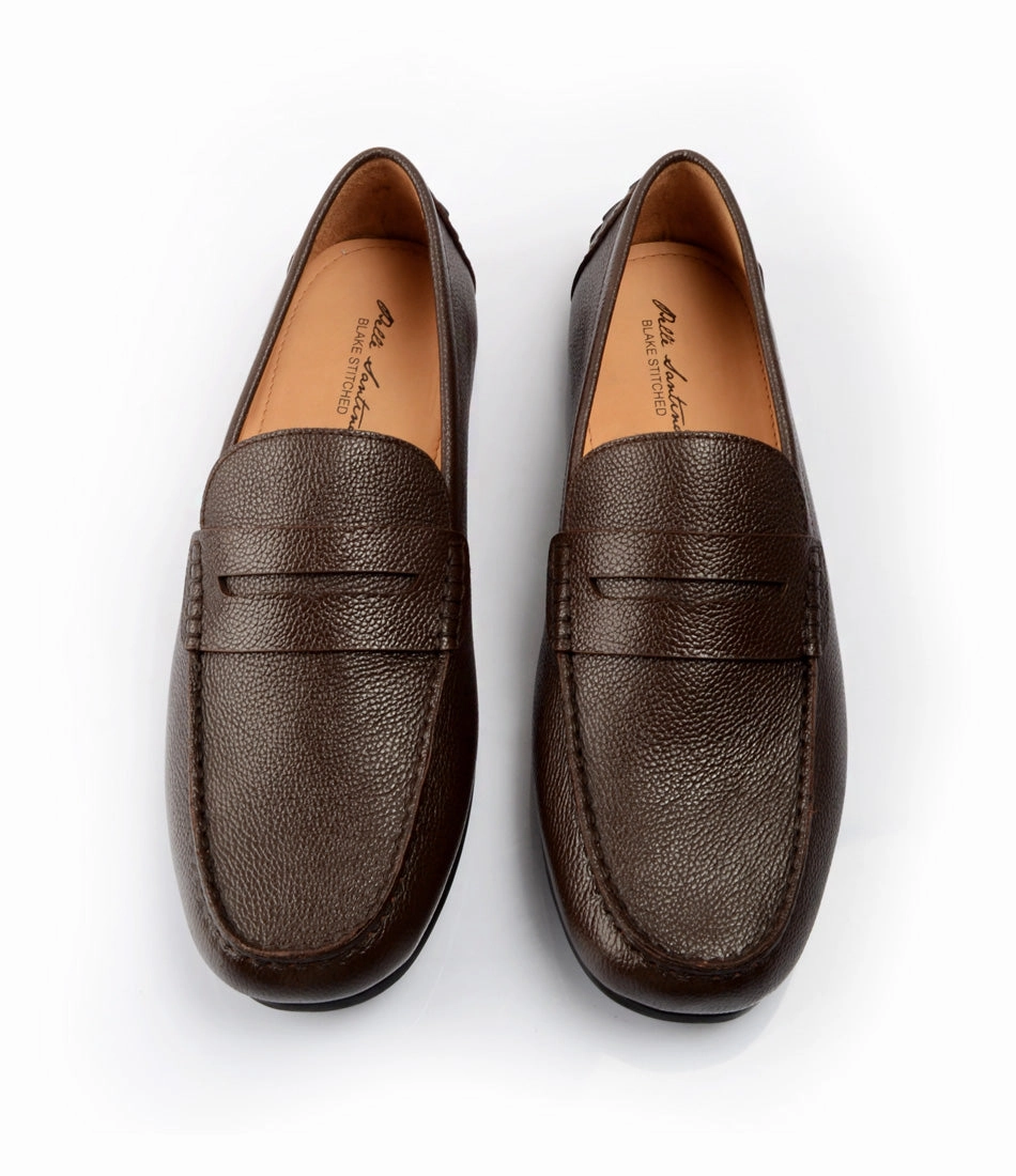 Milled Penny Driving Loafer - Brown Brogue Schuhe