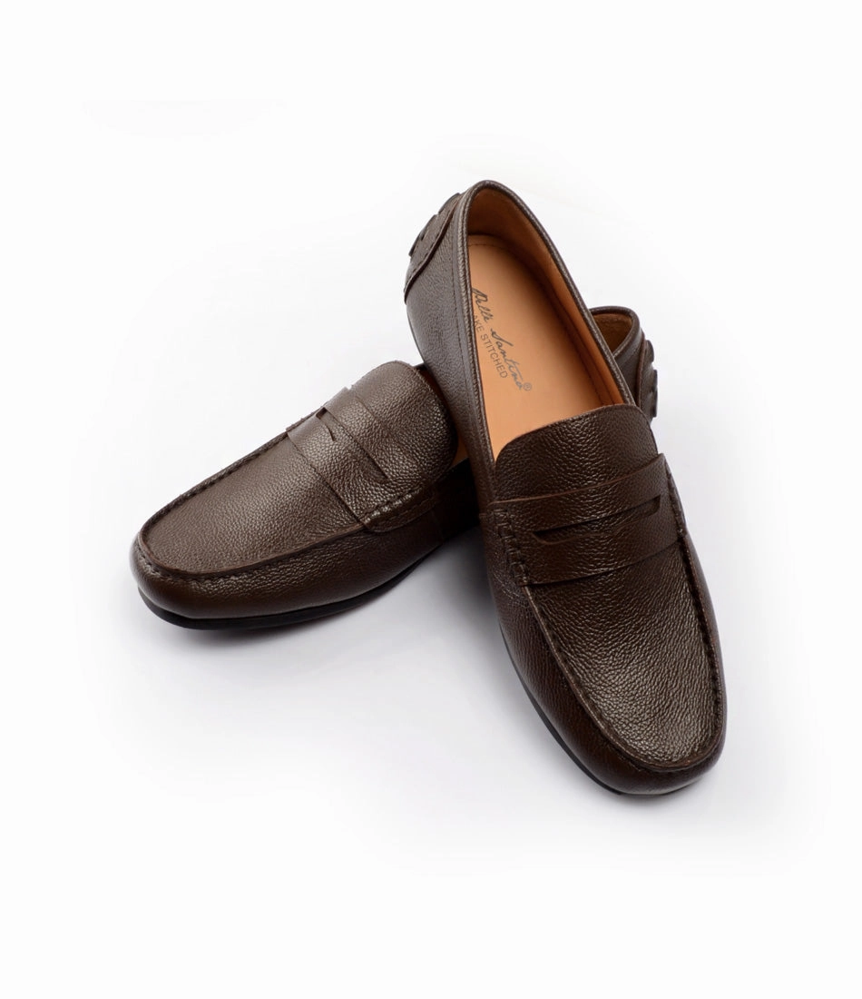 Anthony Brogue Boot Milled Penny Driving Loafer - Brown