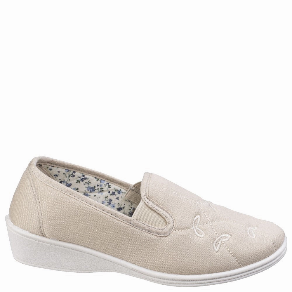 Mirak Bessie Twin Gusset Canvas Slip On Shoe Green Casual Shoes