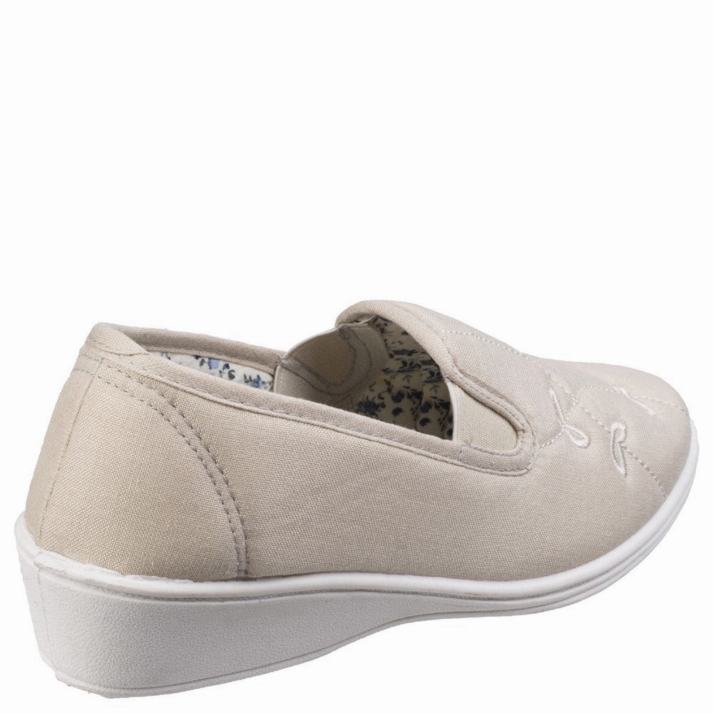 Casual High Ankle Shoes Mirak Bessie Twin Gusset Canvas Slip On Shoe