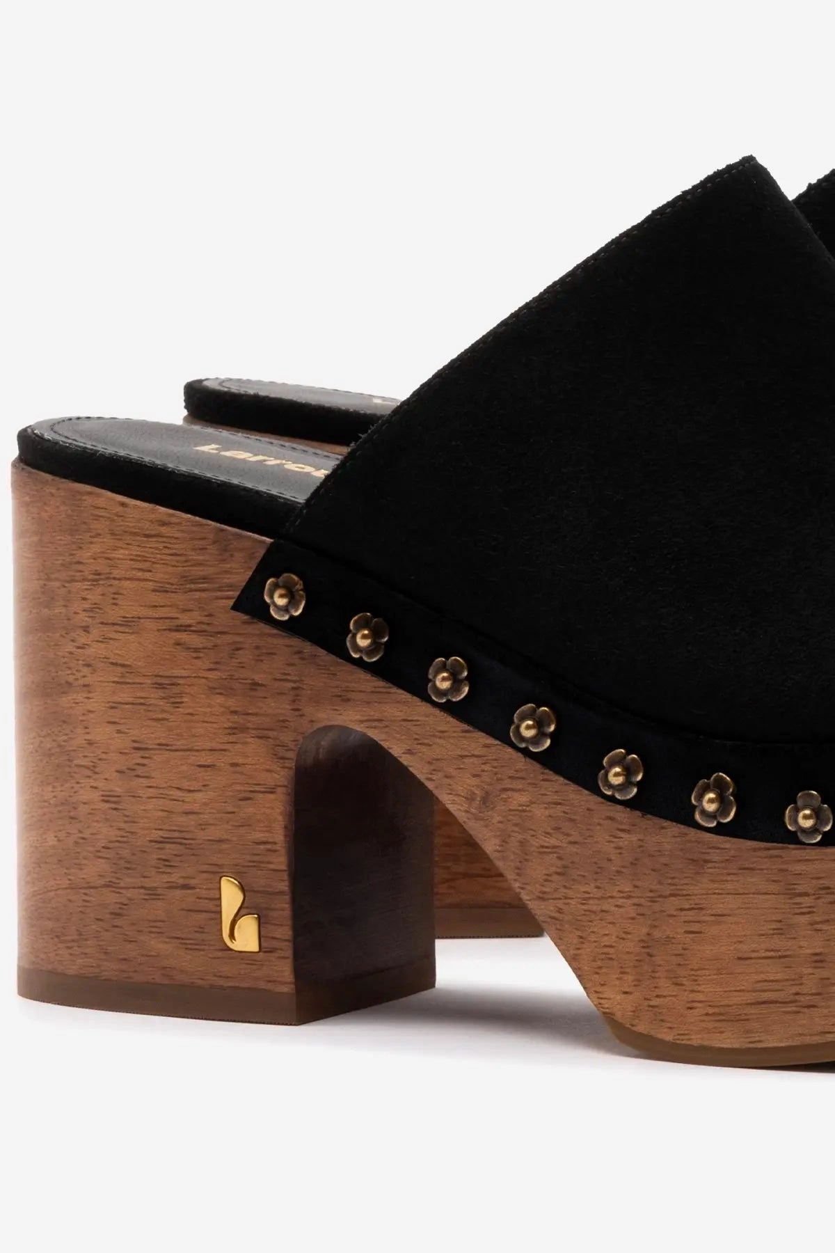 Mary Jane Split Toe Shoes Miso Wooden Platform Clog In Black Suede