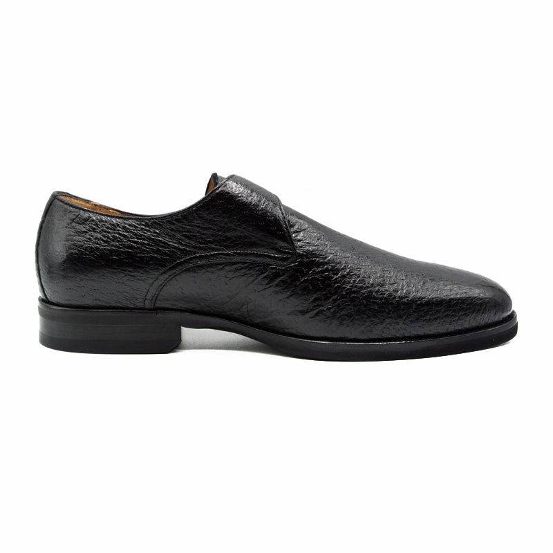 59-503-BLK ROMAN Peccary Monk Strap, Black Scottish Brogues