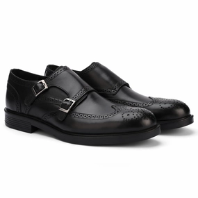 Oxford Vs Brogue Brio Genuine Leather oxford Toe Double Monk  Black