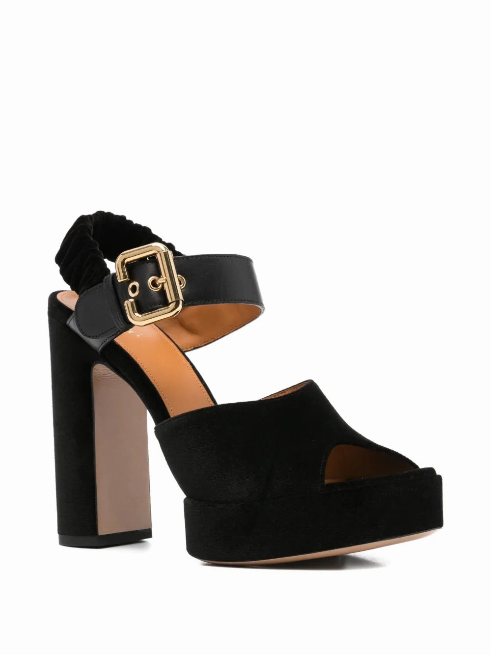 Aria Platform Sandal in Black Faux Leather Chunky Heel Mary Jane Shoes