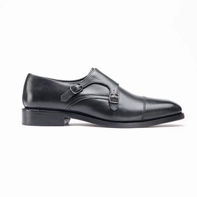 Brogue Shoe Boots Twin Monk - Black