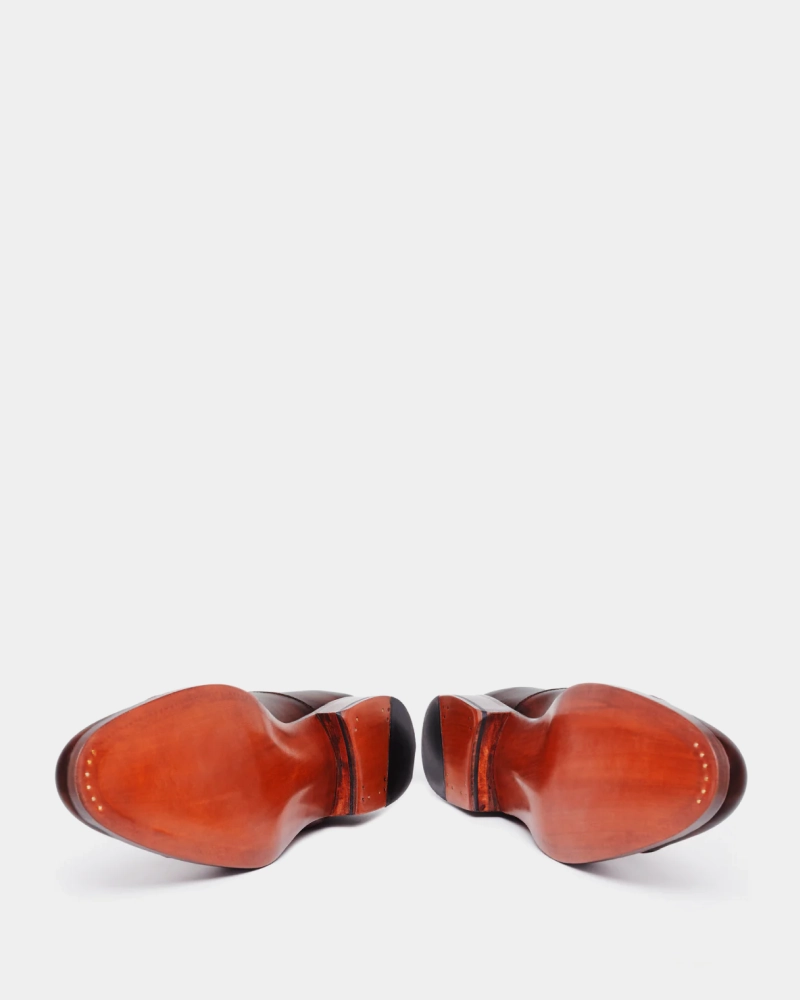 2 Tone Oxford Brogues Museum Brown Leather Double Monk Strap Dress Shoe