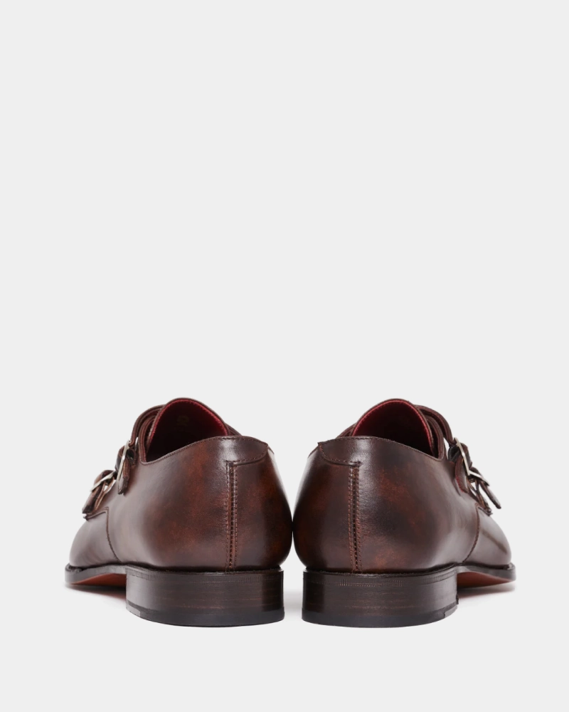 Museum Brown Leather Double Monk Strap Dress Shoe Russell And Bromley Brogues