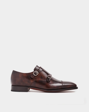 Museum Brown Leather Double Monk Strap Dress Shoe Hudson Brogues