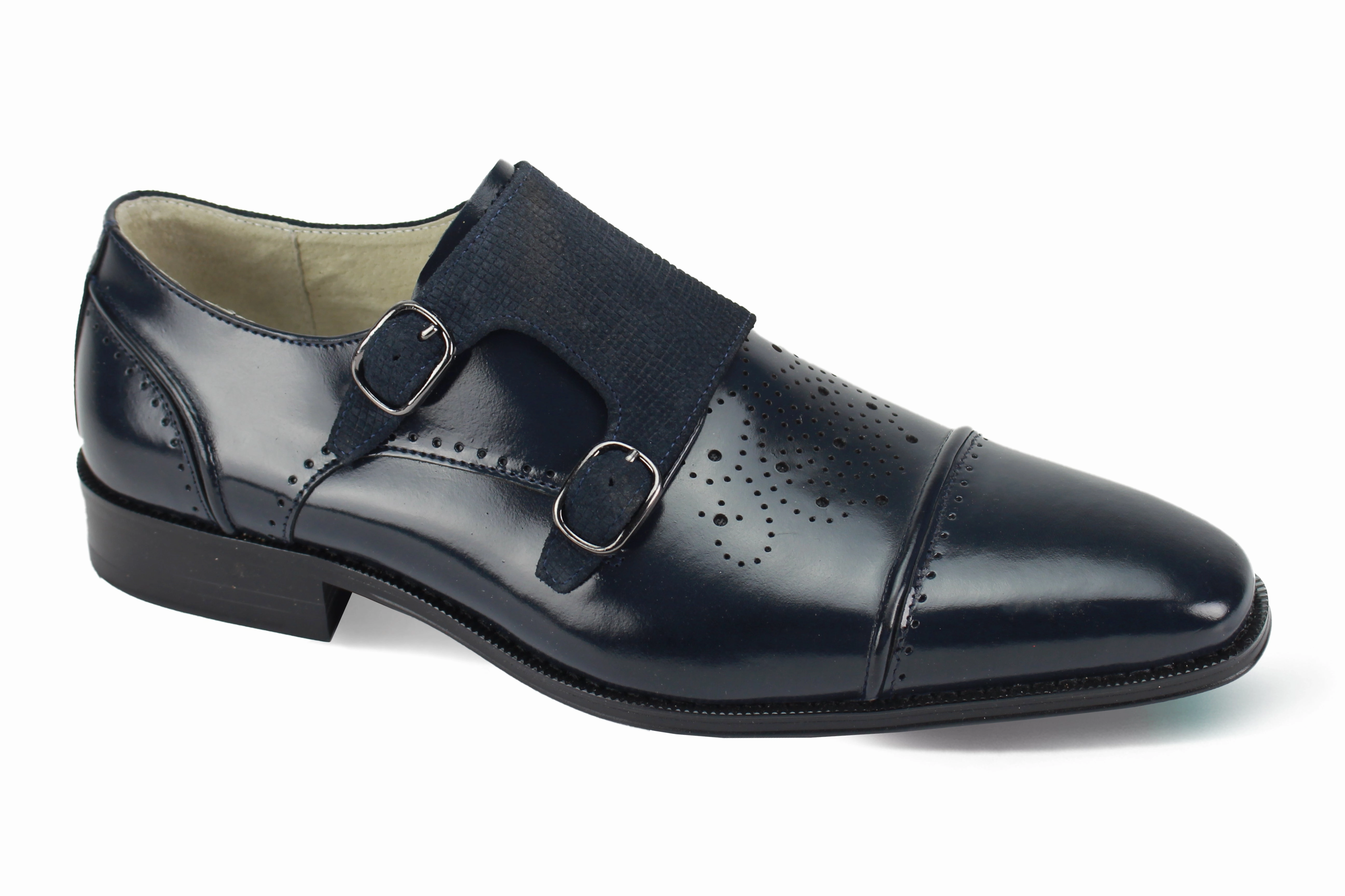 Brogue Boots Commando Sole Giovanni Osacr Leather Shoes Navy
