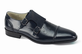 Giovanni Osacr Leather Shoes Navy Aldan Brogues