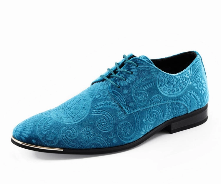 Leather Derby Shoes With Chunky Rubber Outsole Amali Men's Chadwick Turquoise