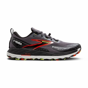 Men's Brooks Cascadia 18 GTX, Blackened Pearl/Black/Tomato, 8.5 D Medium Affordable Trail Running Shoes