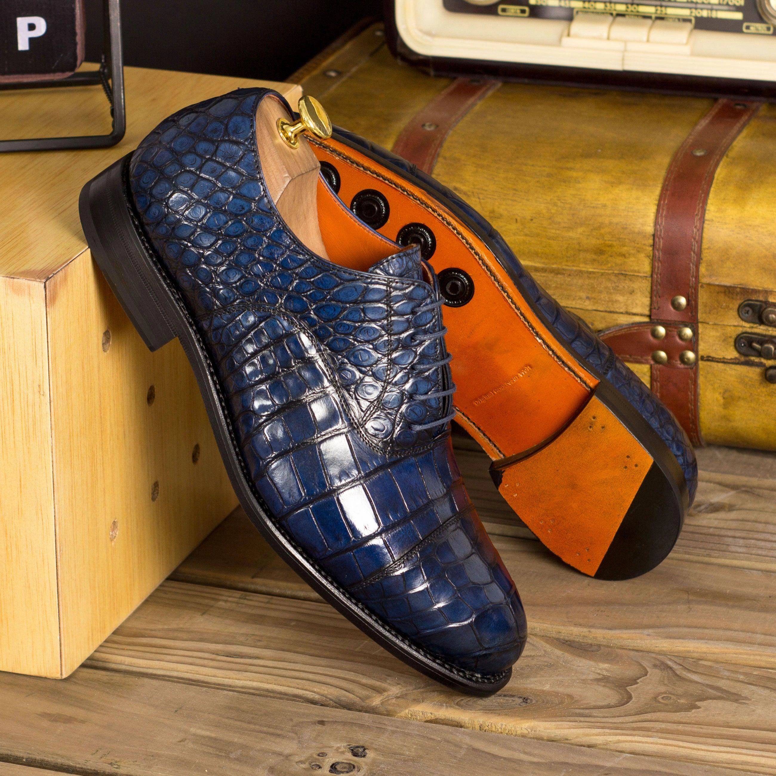 Oxfords Loafers Navy Alligator Oxford Shoes