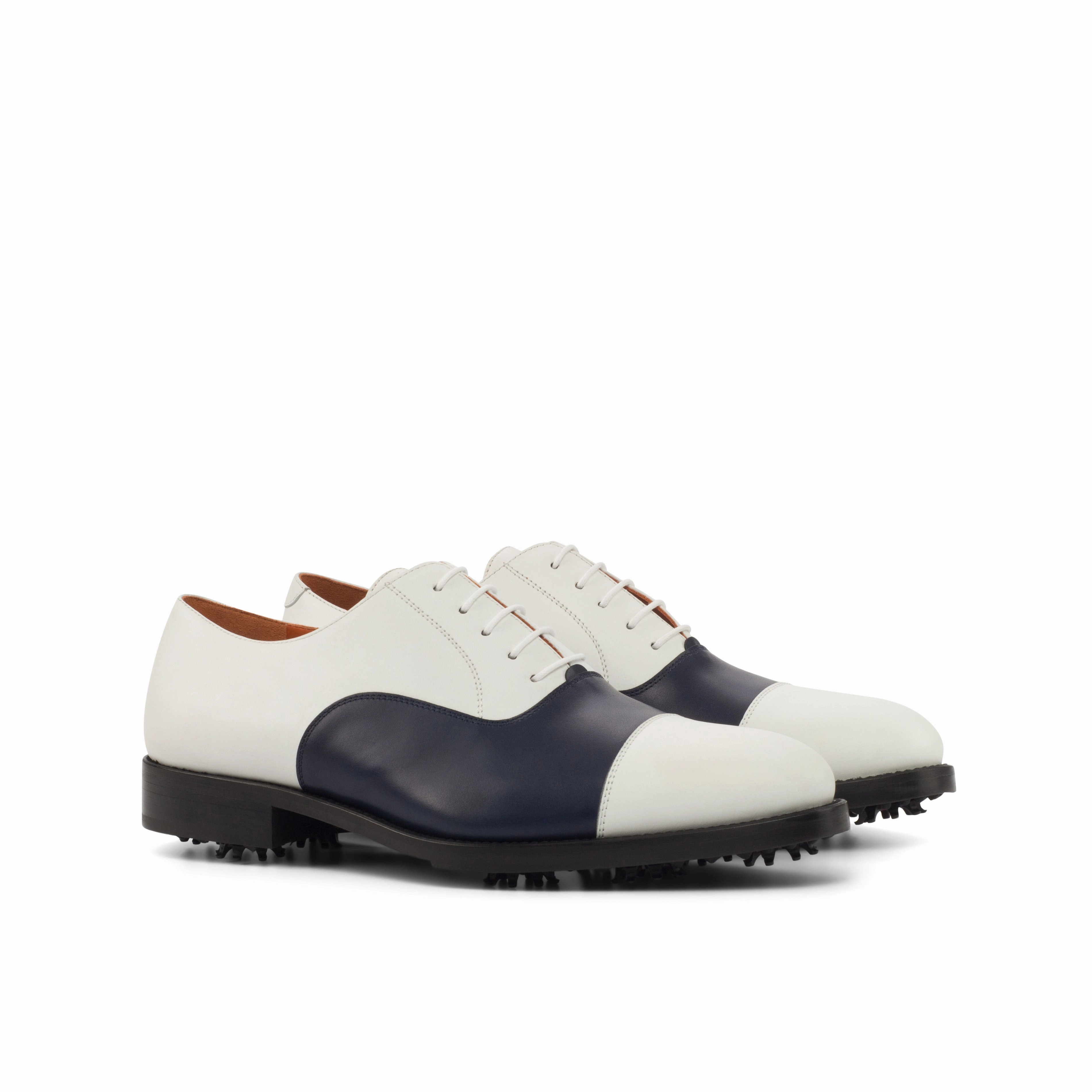 Navy & White Calf Oxford Golf Shoes Cap Toe Oxford Shoes