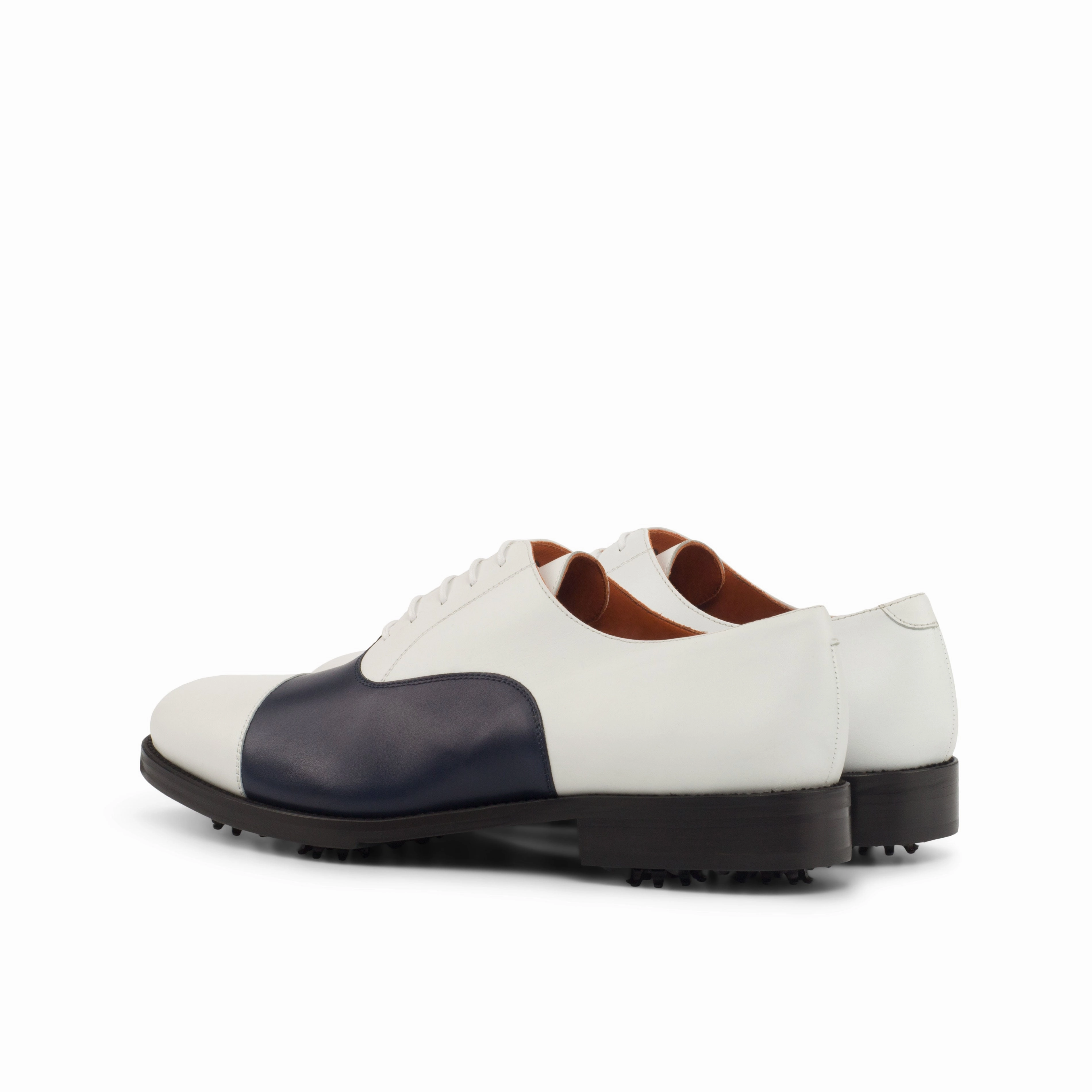 Suede Shoes Navy & White Calf Oxford Golf Shoes