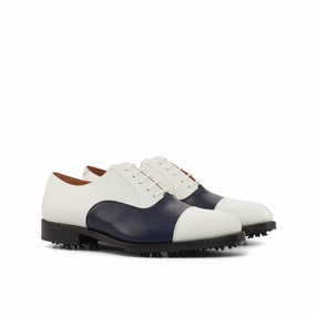 Comfortable Shoes Navy & White Calf Oxford Golf Shoes