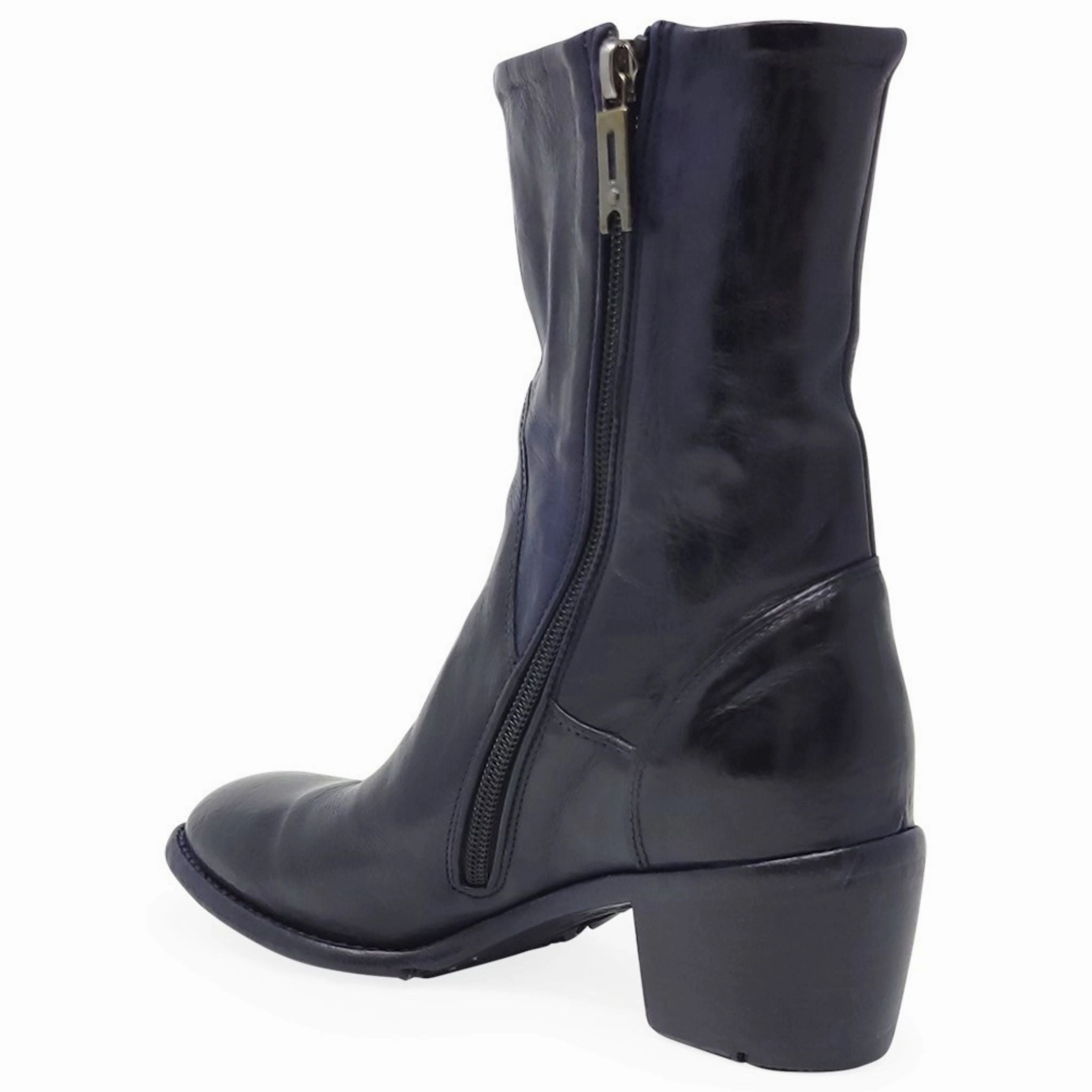 Navy Leather Mid Calf Boot Sandro Mary Jane Shoes
