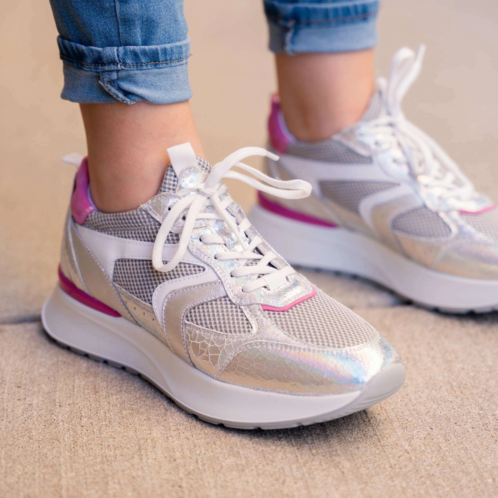 Claire Mary Jane Shoes NERO GIARDINI - E512880 - Silver/Pink