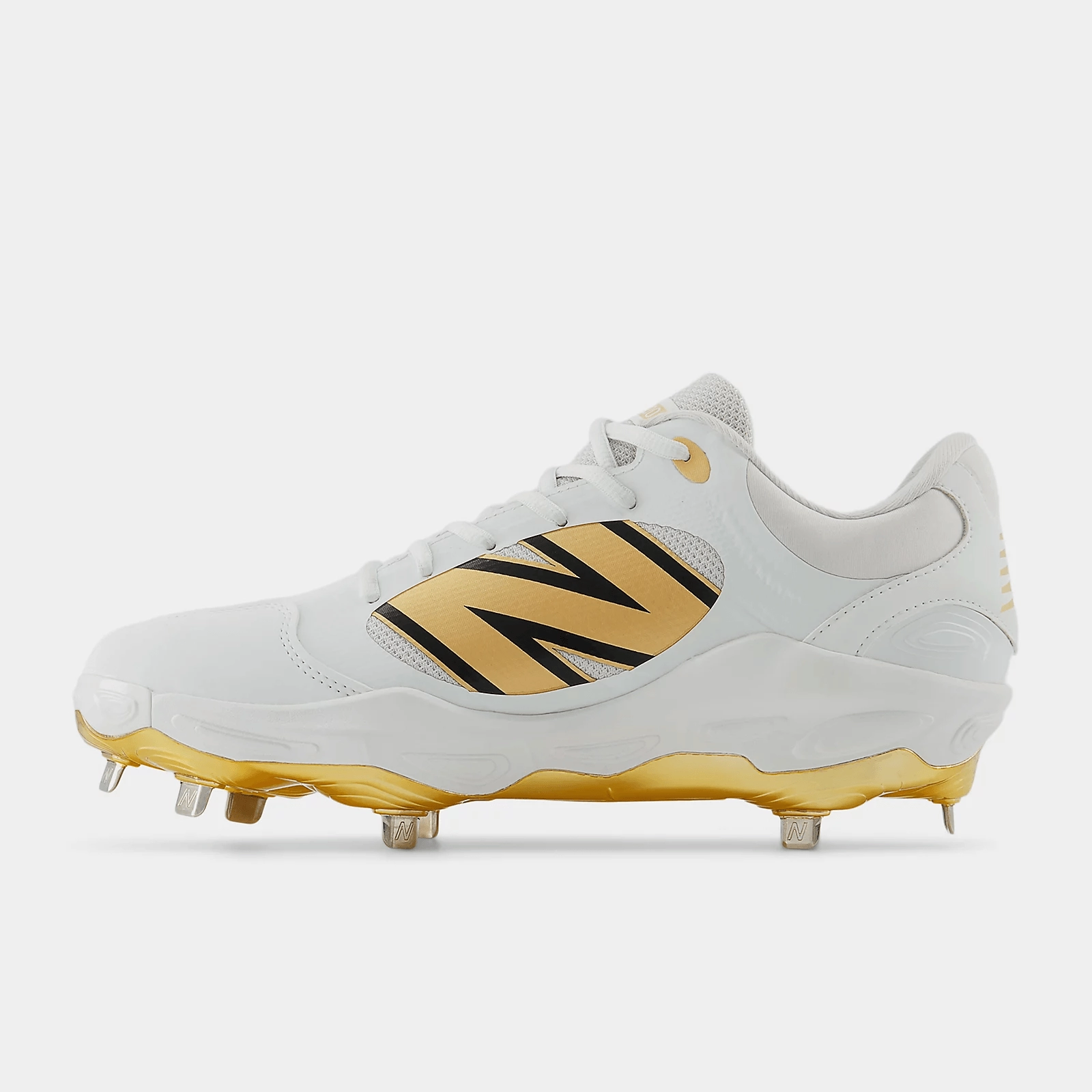 Mbappe Lebron Soccer Cleats New Balance Men's Fresh Foam X 3000 v7 Metal Baseball Cleats - White/Gold - L3000GS7