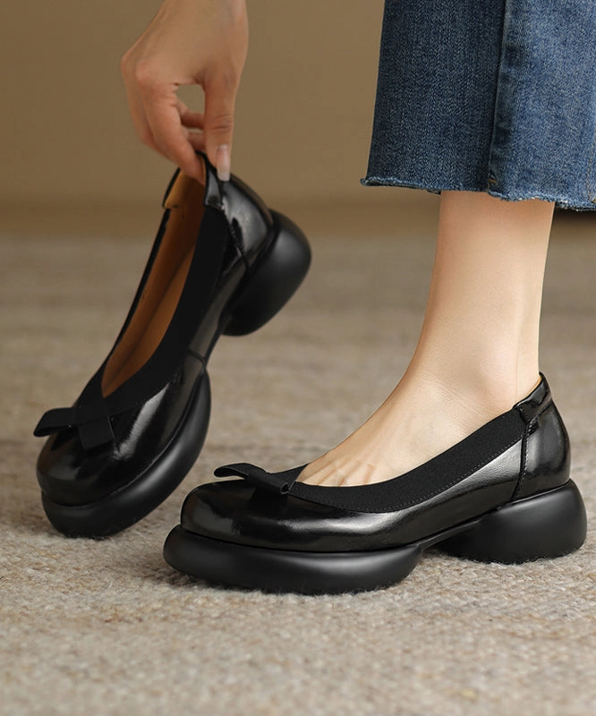 New Dark Grey Women Splicing Bow Platform Loafers For WT035 Vintage Mary Jane Shoes Outfit
