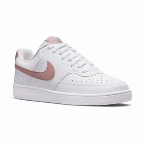 First Basketball Shoes Women's Court Vision Low Next Nature White/Pink Oxford