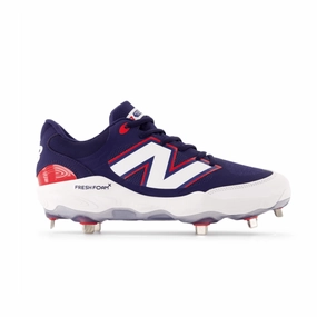 New Balance Men's Fresh Foam X 3000 v7 Metal Baseball Cleats - Navy/White/Red - L3000RB7 2023 Best Soccer Cleats